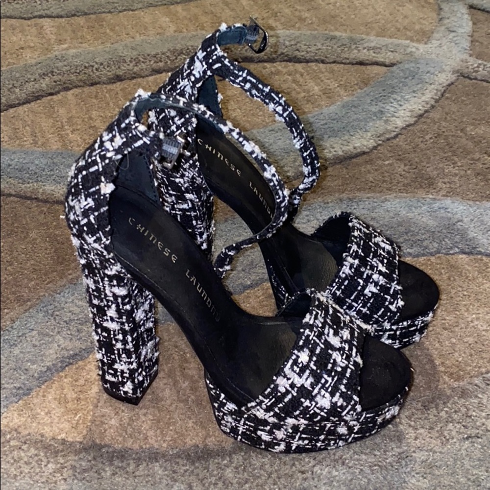Chinese Laundry Tweed Platform Heels